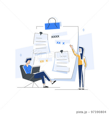 Characters planning work tasks,making schedule...のイラスト素材 [97390804] - PIXTA