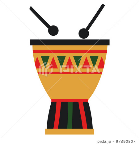 Colorful cartoon style djembe drums. 97390807