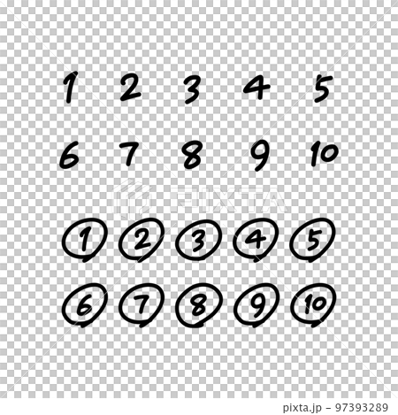 Number icon set [black line drawing] 97393289