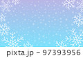 雪が舞い落ちる背景素材，ピンクとブルーのグラデーション，フレーム風 97393956