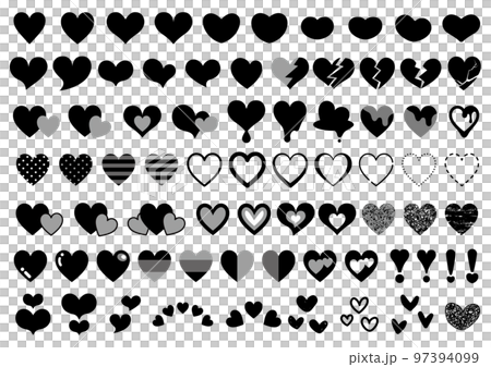A set of heart marks of various shapes A set of heart marks of various shapes 97394099