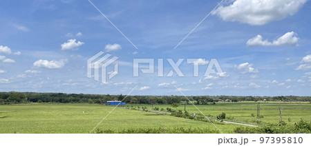 beautiful view of landscape and green view with blue sky and white cloud natural view and green fields beautiful view of landscape and green view with blue sky and white cloud natural view and green fields 97395810