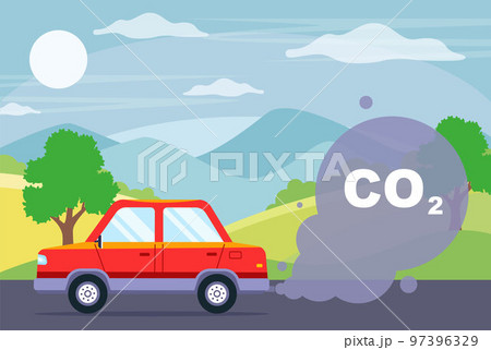 the car produces a large amount of exhaust gases. delusional substances CO2. 97396329