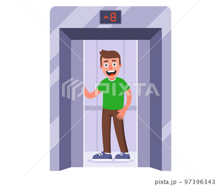 the elevator in the house lifts the person up. 97396343