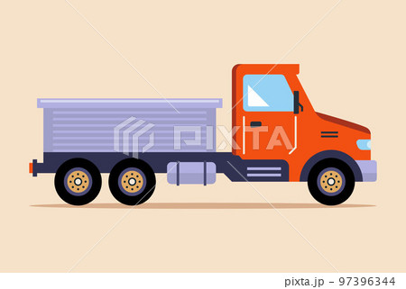 orange construction truck for transporting various equipment. orange construction truck for transporting various equipment. 97396344