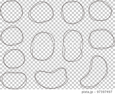 手書きの二重線の丸セットのイラスト素材 [97397497] - PIXTA