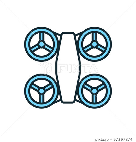 空飛ぶクルマのベクターイラスト素材。俯瞰から見た図。 97397874