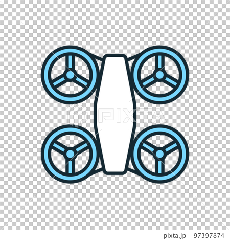 空飛ぶクルマのベクターイラスト素材。俯瞰から見た図。 97397874