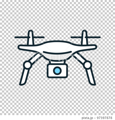 一架簡單的無人機的插圖。矢量圖標素材。 一架簡單的無人機的插圖。矢量圖標素材。 97397878