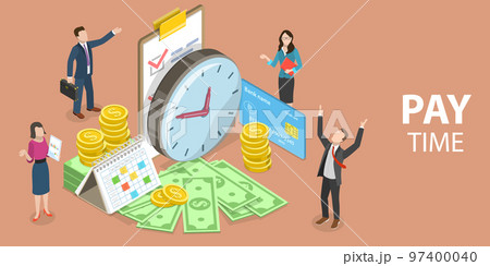 3D Isometric Flat Vector Conceptual Illustration of Payment Date 97400040
