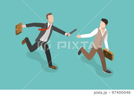 3D Isometric Flat Vector Conceptual Illustration of Relay Baton Handover 97400046