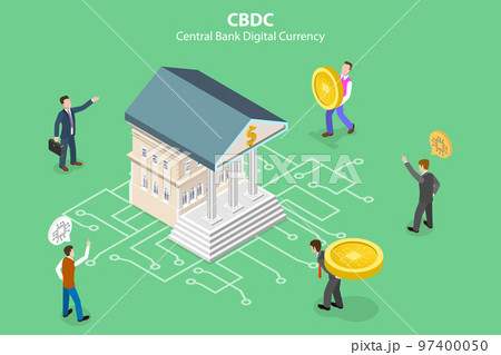 3D Isometric Flat Vector Conceptual Illustration of CBDC - Central Bank Digital Currency 3D Isometric Flat Vector Conceptual Illustration of CBDC - Central Bank Digital Currency 97400050
