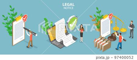 3D Isometric Flat Vector Conceptual Illustration of Legal Notice 97400052