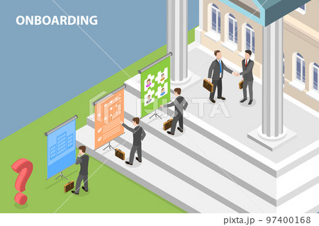 3D Isometric Flat Vector Conceptual Illustration of New Employee Onboarding 97400168