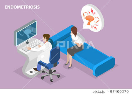3D Isometric Flat Vector Conceptual Illustration of Endometriosis 97400370