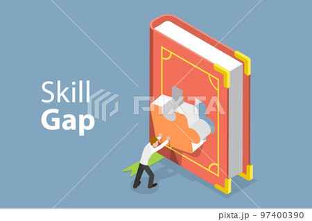 3D Isometric Flat Vector Conceptual Illustration of Skills Gap 3D Isometric Flat Vector Conceptual Illustration of Skills Gap 97400390