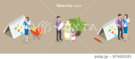 3D Isometric Flat Vector Conceptual Illustration of Maternity Leave 97400395