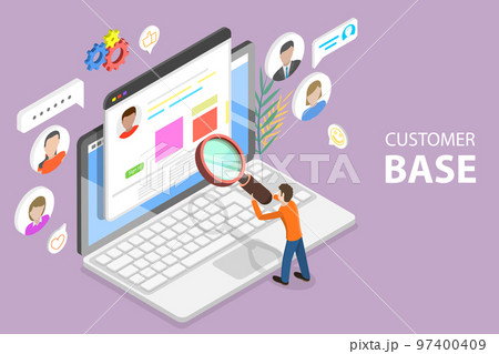 3D Isometric Flat Vector Conceptual Illustration of Customer Base 97400409