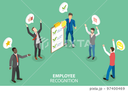 3D Isometric Flat Vector Conceptual Illustration of Employee Recognition 97400469