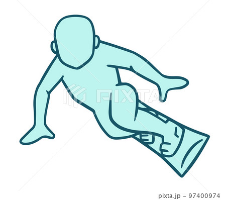 スノーボードをする人、トゥサイド、シルエット、色 97400974