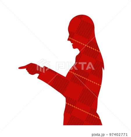 怒るビジネスウーマンのシルエットイラスト チェック柄 怒るビジネスウーマンのシルエットイラスト チェック柄 97402771