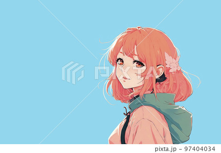 振り向きざまに微笑むピンクの髪色の少女「AI生成画像」 97404034