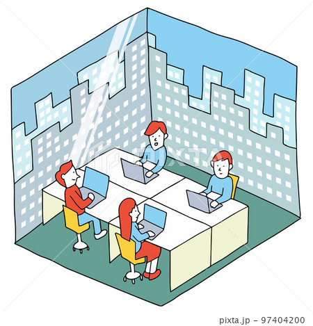 オフィスで働くビジネスマンのイラスト オフィスで働くビジネスマンのイラスト 97404200