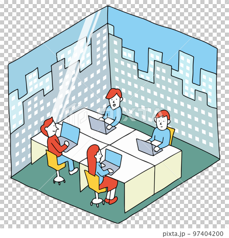 オフィスで働くビジネスマンのイラスト オフィスで働くビジネスマンのイラスト 97404200