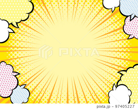 アメコミ風　集中線　吹き出しフレーム　黄色　イラスト 97405227