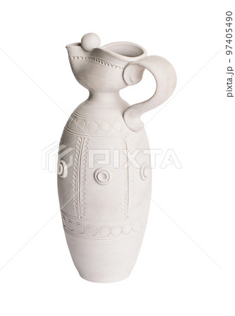 A clay jug isolated on a white background A clay jug isolated on a white background 97405490