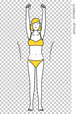 A woman in underwear stretching by stretching, image of hair removal and beauty salon 97406075