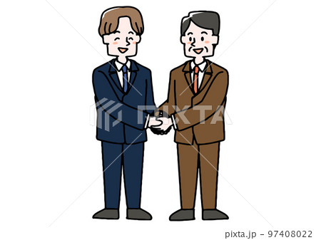 両手でかたい握手を交わすビジネスマン（カラー） 97408022