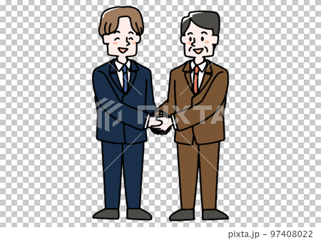 両手でかたい握手を交わすビジネスマン（カラー） 97408022