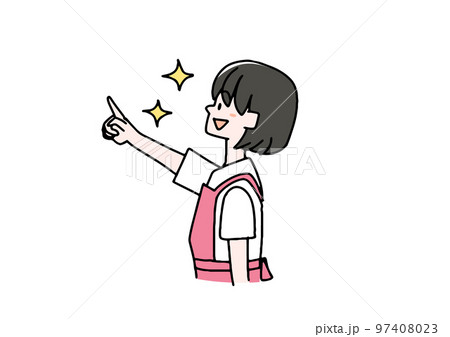 指を指す主婦のイラスト（カラー） 97408023