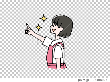 指を指す主婦のイラスト（カラー） 97408023