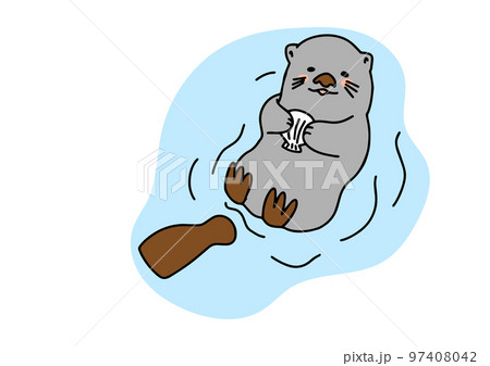 水に浮いているラッコのイラスト 97408042