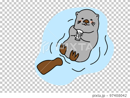 水に浮いているラッコのイラスト 97408042