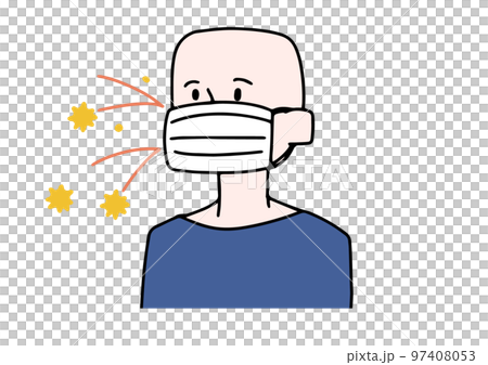 Illustration of a mask repelling viruses and pollen 97408053