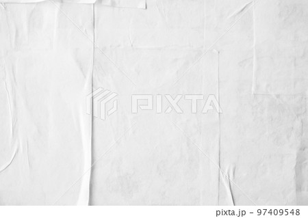 Blank white crumpled and creased paper poster texture 97409548