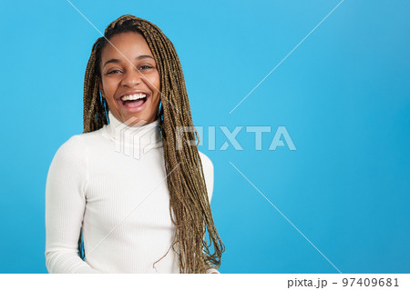 Smiley african beauty woman looking at camera Smiley african beauty woman looking at camera 97409681