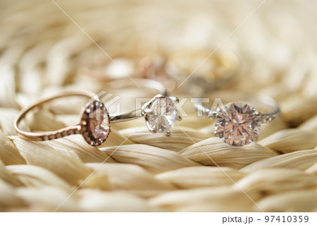 Jewelry diamond wedding rings close up Jewelry diamond wedding rings close up 97410359