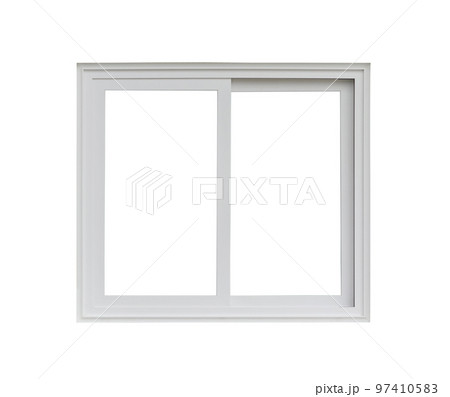 Real modern house window frame isolated on white background 97410583