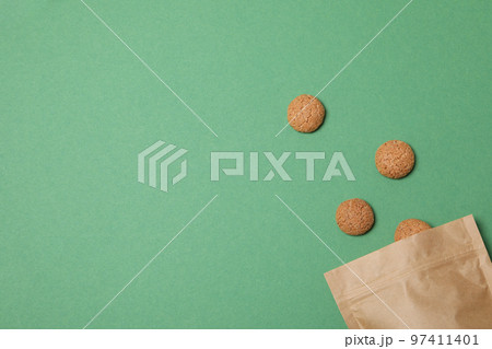 Concept of Dutch Christmas cookies, Pepernoten, space for text 97411401