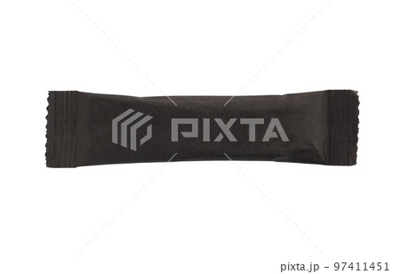 blank black stick sachet coffee package isolated on white background 97411451