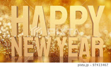 The gold happy new year on bokeh for holiday concept 3d rendering 97413467