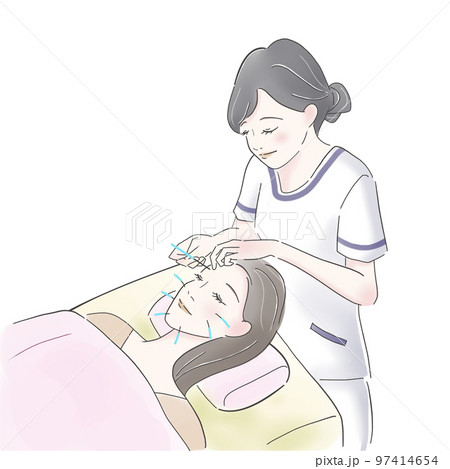 美容鍼の施術を受ける女性とやさしい施術者 97414654