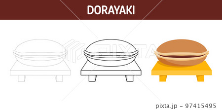 Dorayaki tracing and coloring worksheet for kids 97415495