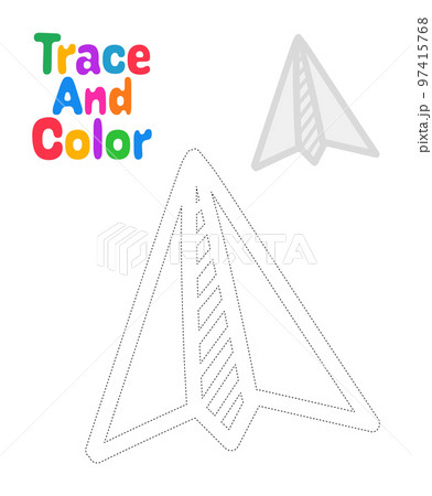 Paper plane tracing worksheet for kids 97415768