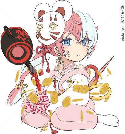 福物干支シリーズイラスト・子年（女の子） 97416206