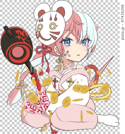福物干支シリーズイラスト・子年（女の子） 97416206